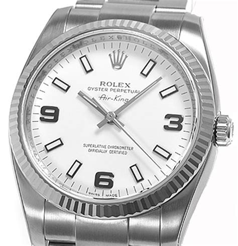 rolex air king white gold bezel|rolex air king history.